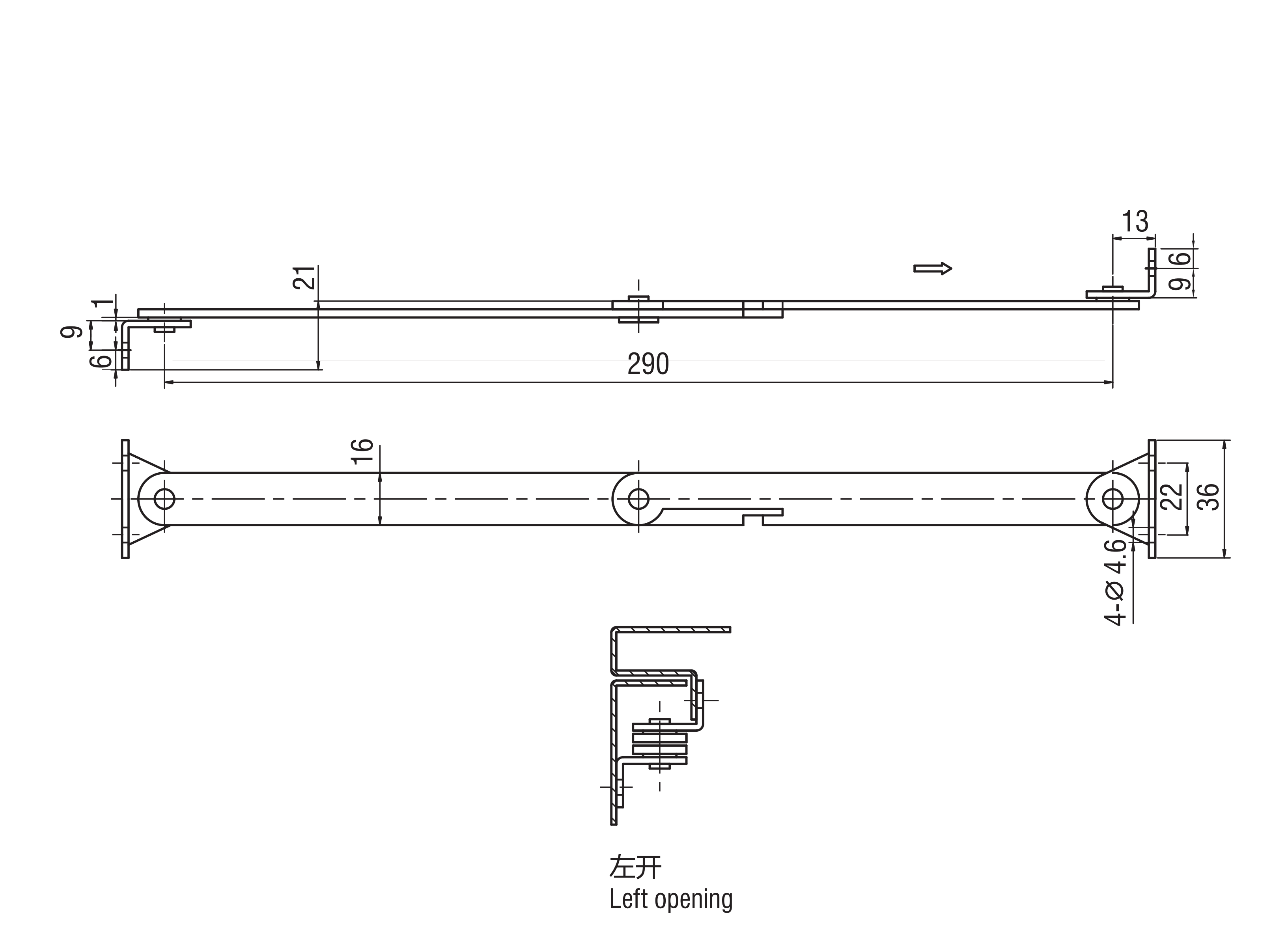 Telescopic Cover Stay 6104 Series