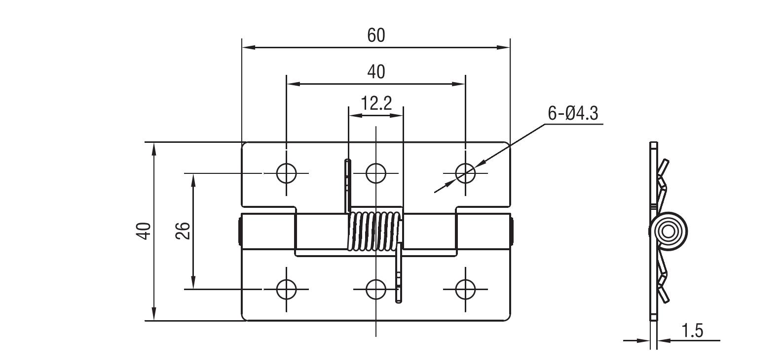 Screw-on Hinge 2128 Series 60x40