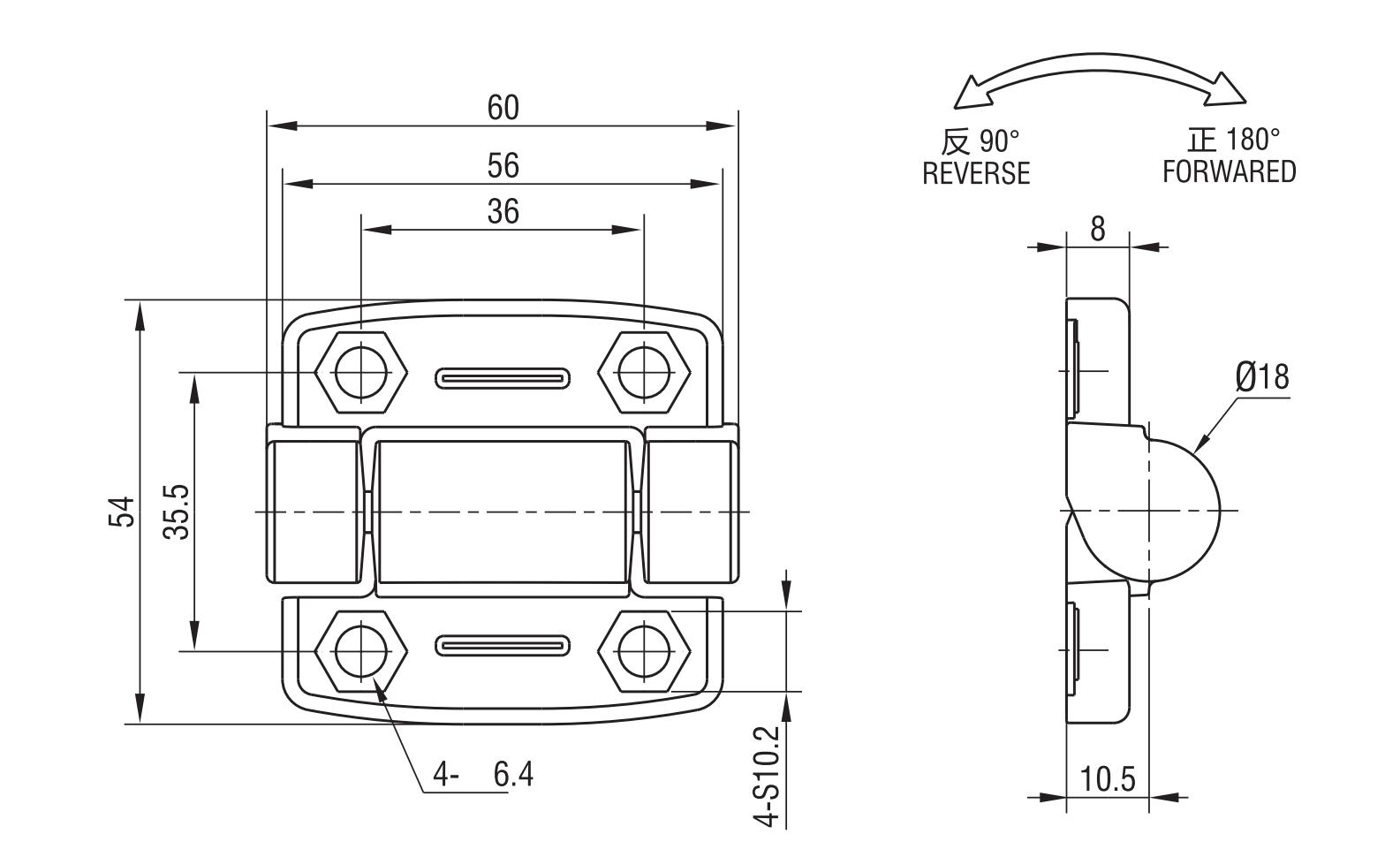 One-way Torque Hinge 2135 Series(60x54)