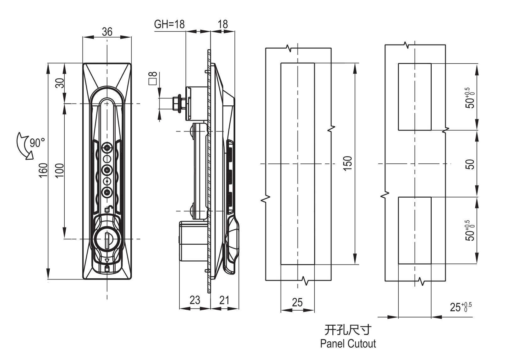 平面型转动把手 1201-01密码型系列