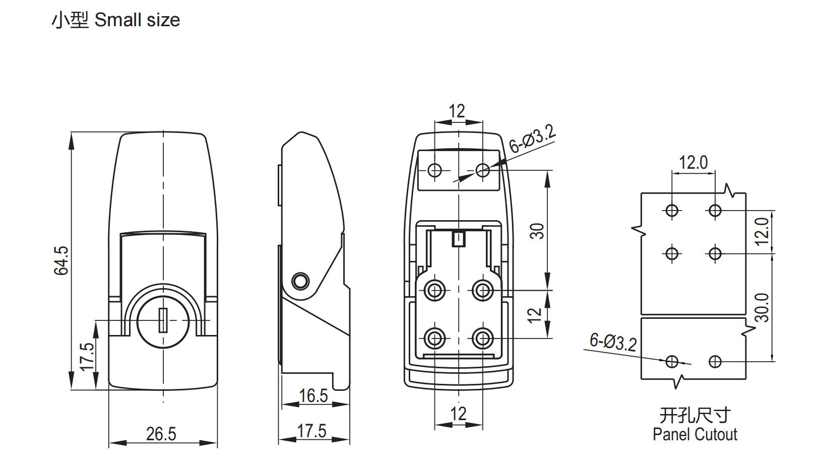 Over-center Draw Latch 1261 Series Small Size