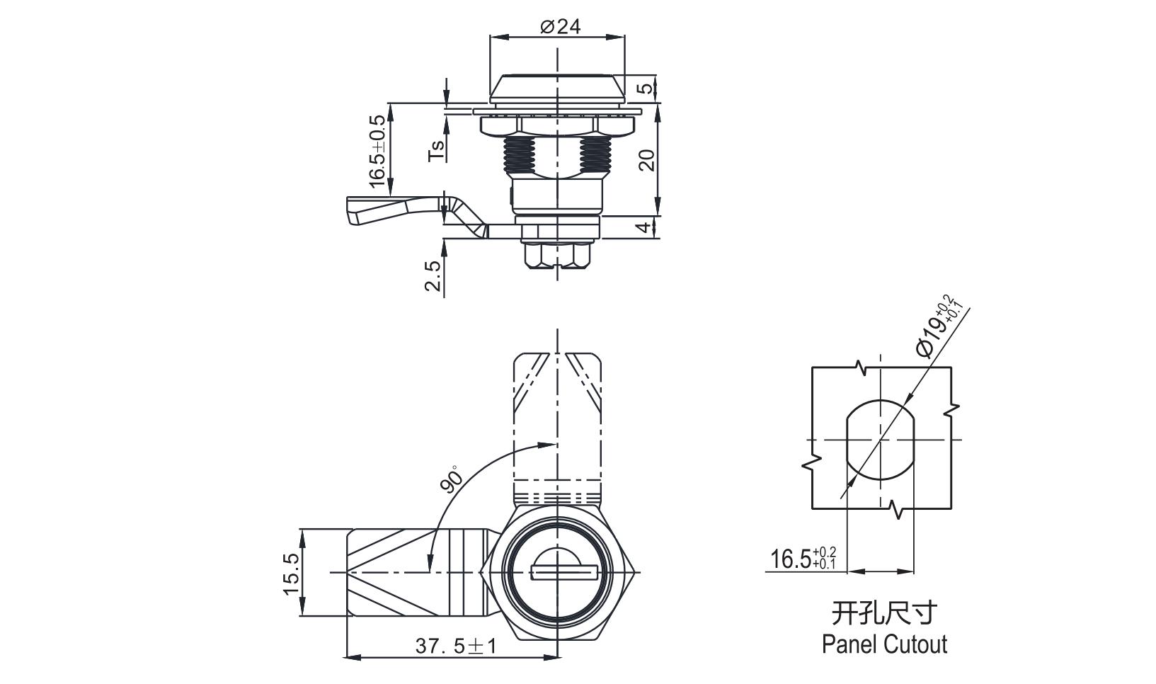 直角转舌锁 1403系列