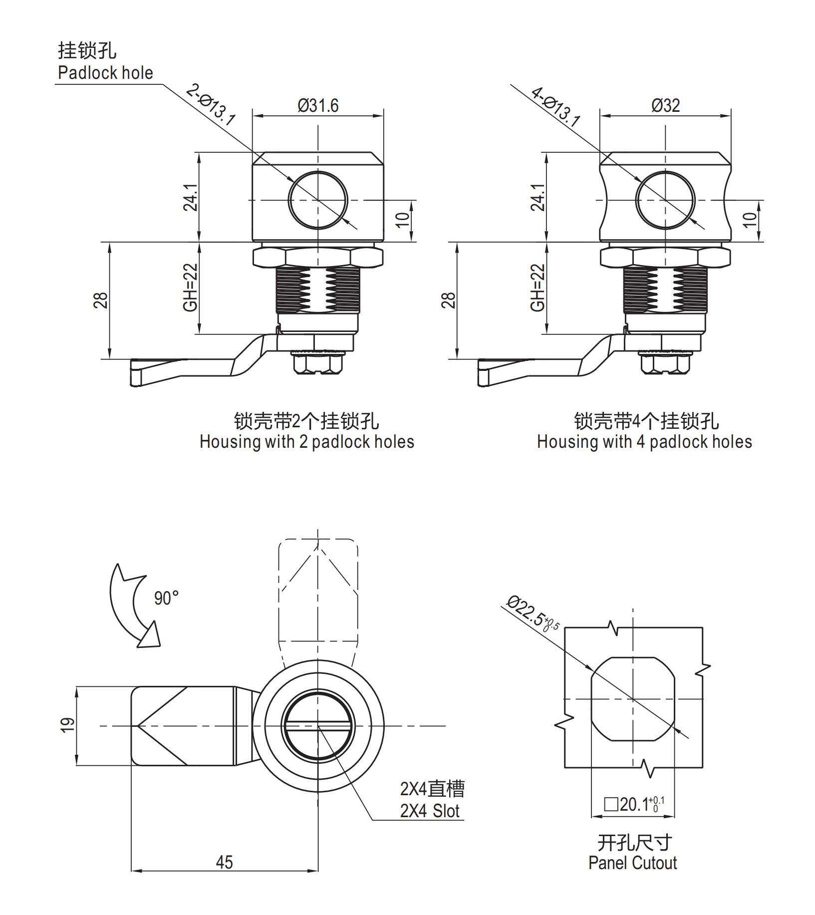 直角转舌锁 1407常规系列