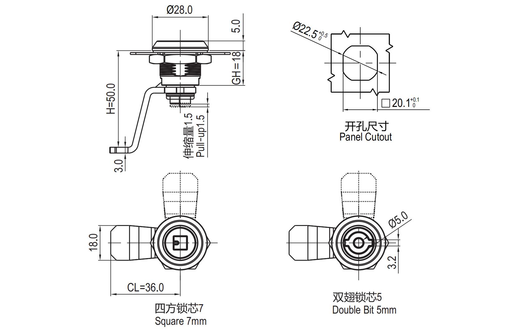 直角转舌锁 1413特殊锁舌系列