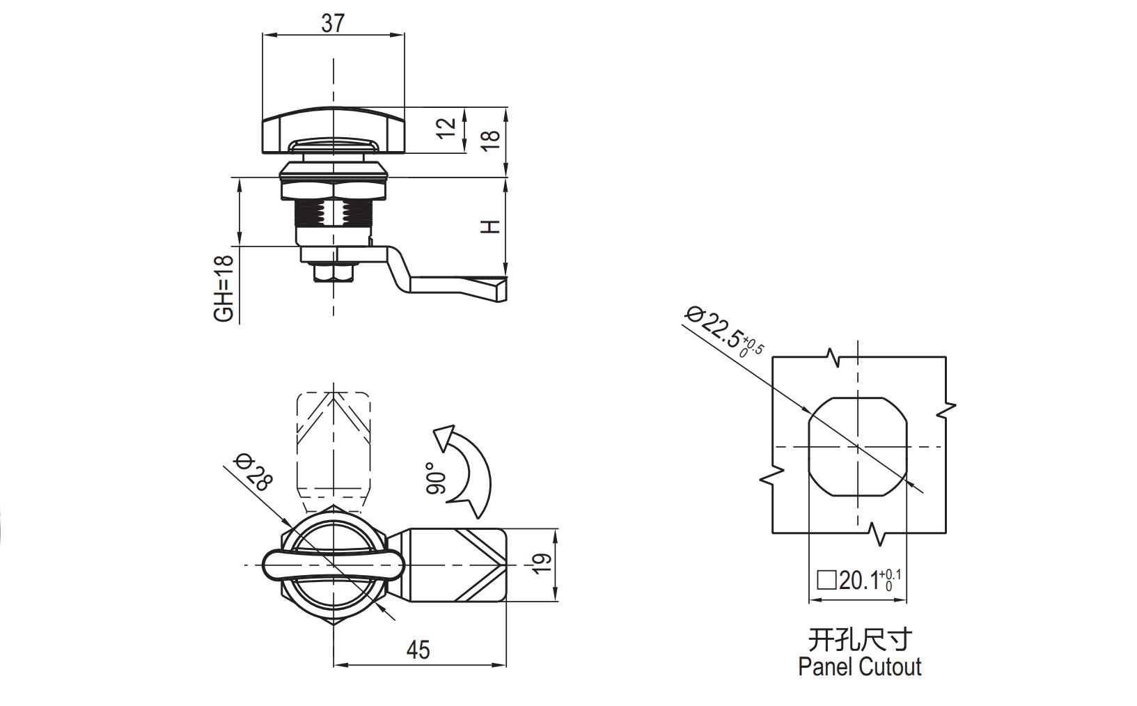 直角转舌锁 1417系列